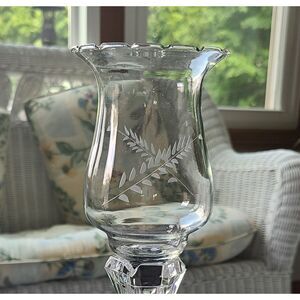 Vintage Home Interiors Clear Glass Etched Wheat Votive Tealight Peg Light Holder